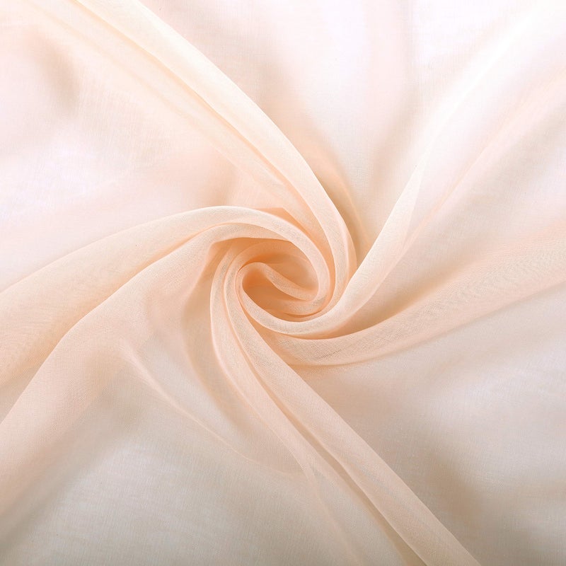 MISS SELECTEX Linen Look Pom Pom Tasseled Sheer Curtains - Rod Pocket Voile Semi-Sheer Curtains for Living and Bedroom, Set of 2 Curtain Panels (52 x 108 inch, Blush) - Image 3